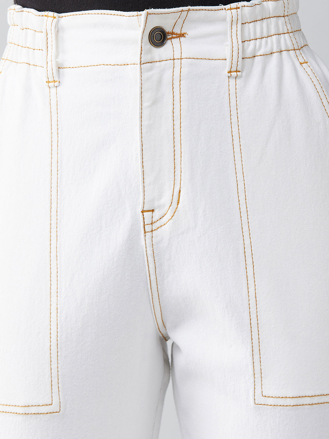 Women's White Mom's Jean High-Rise Stretchable Denim Jeans