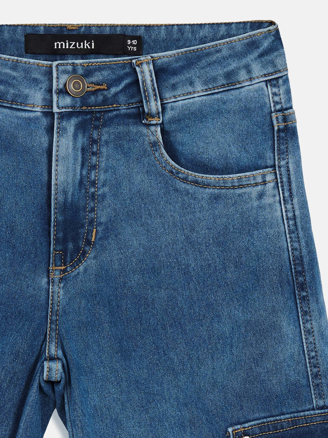 Blue Wide-Leg High-Rise Clean-Look Regular-Length Stretchable Denim Jeans for Girls/Teenagers