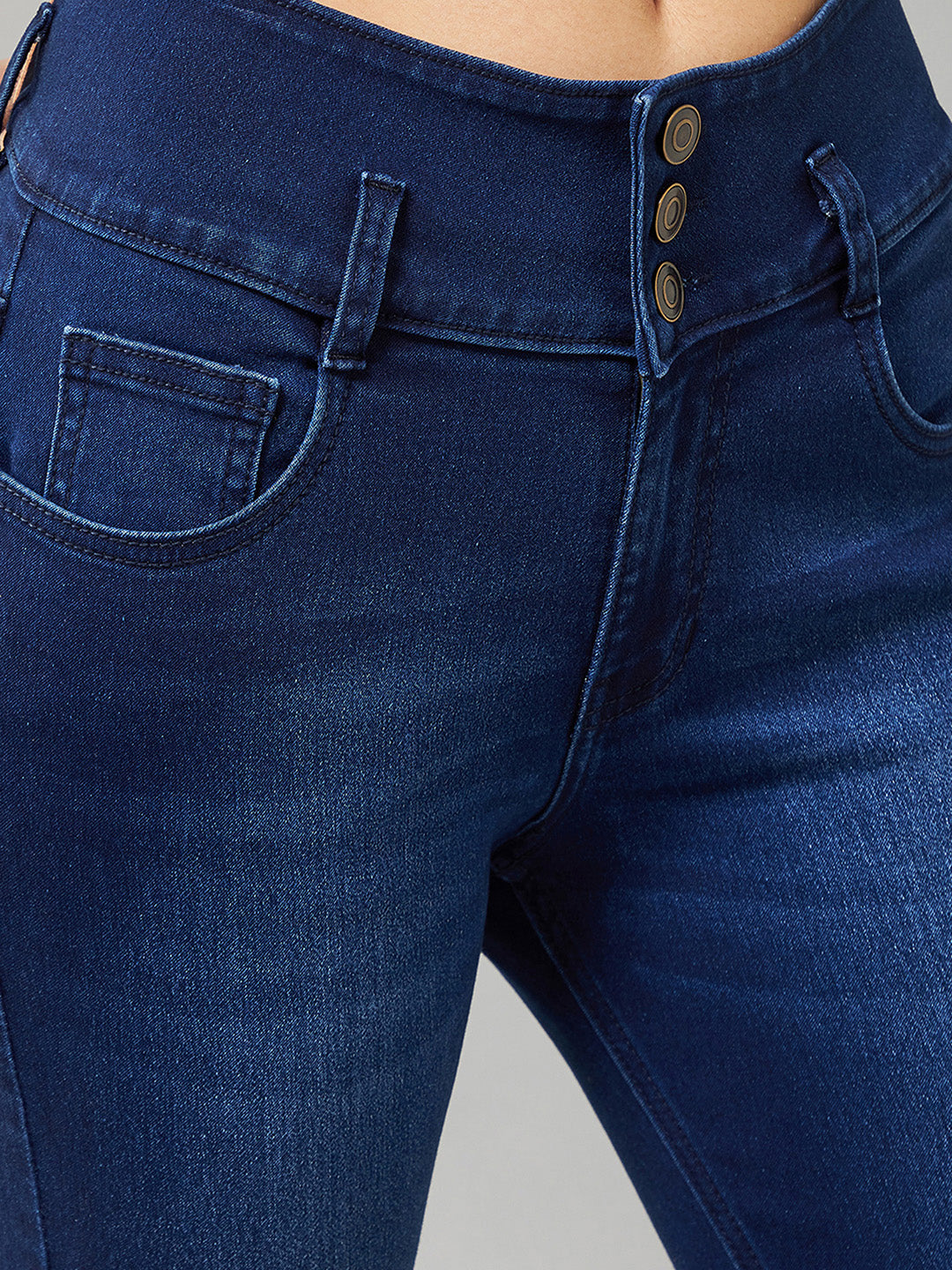Women's Navy-Blue Skinny High-Rise Stretchable Denim Jeans