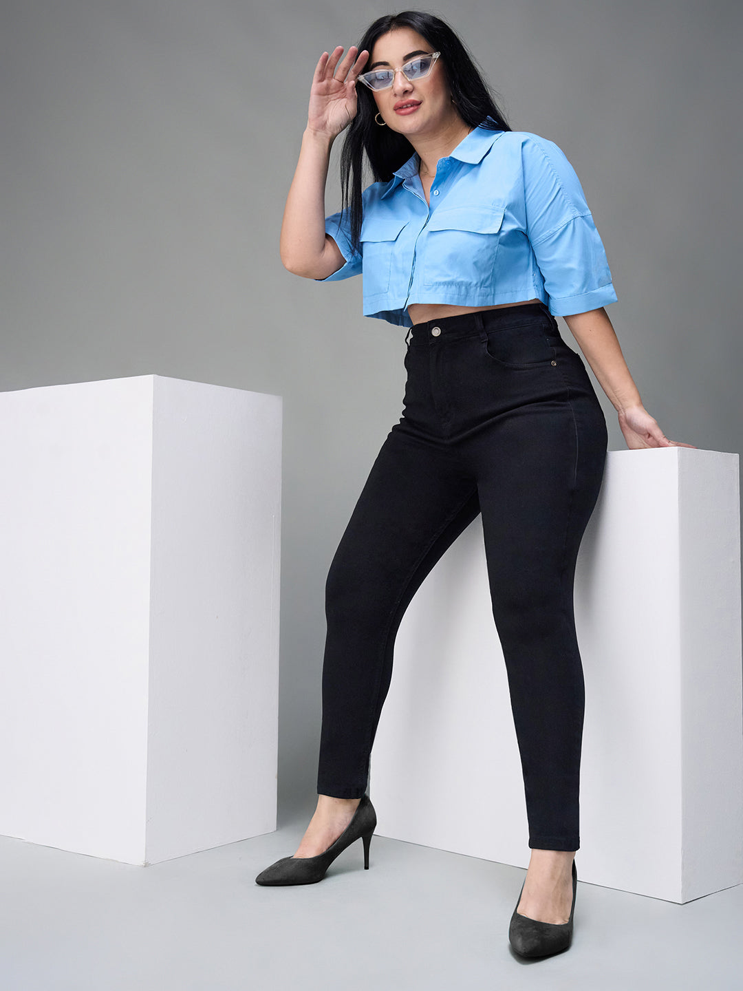 24/7 Comfort Black Skinny-Fit High-Rise Stretchable Denim Jeans