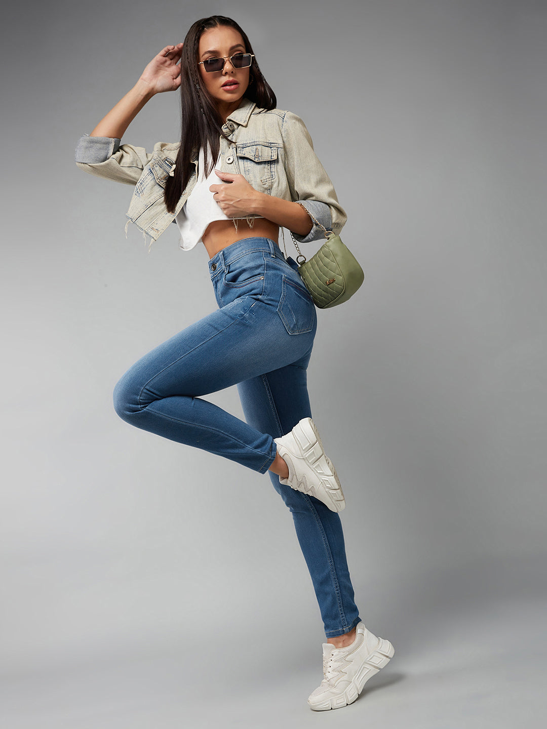 24/7 Comfort Blue Skinny-Fit High-Rise Stretchable Denim Jeans