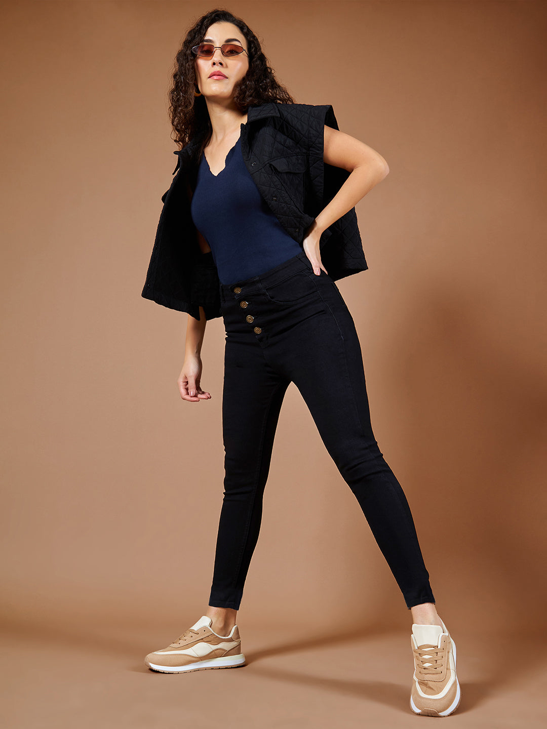 24/7 Comfort Black Skinny-Fit High-Rise Stretchable Denim Jeans