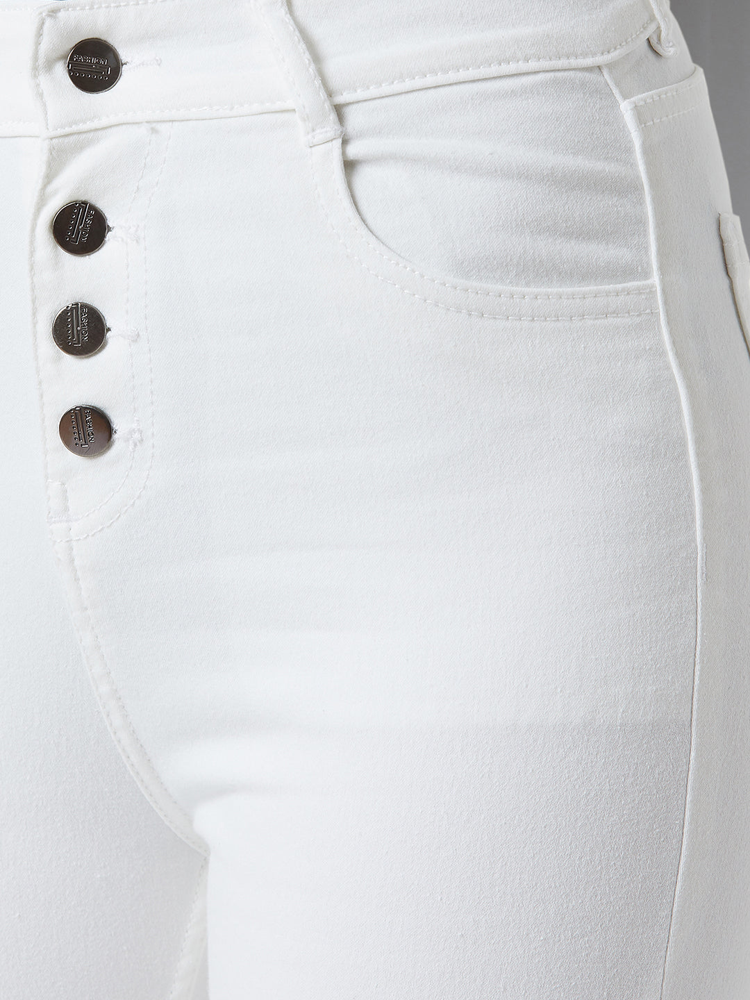 24/7 Comfort White Skinny-Fit High-Rise Cropped Raw Edge Detailing Stretchable Denim Jeans