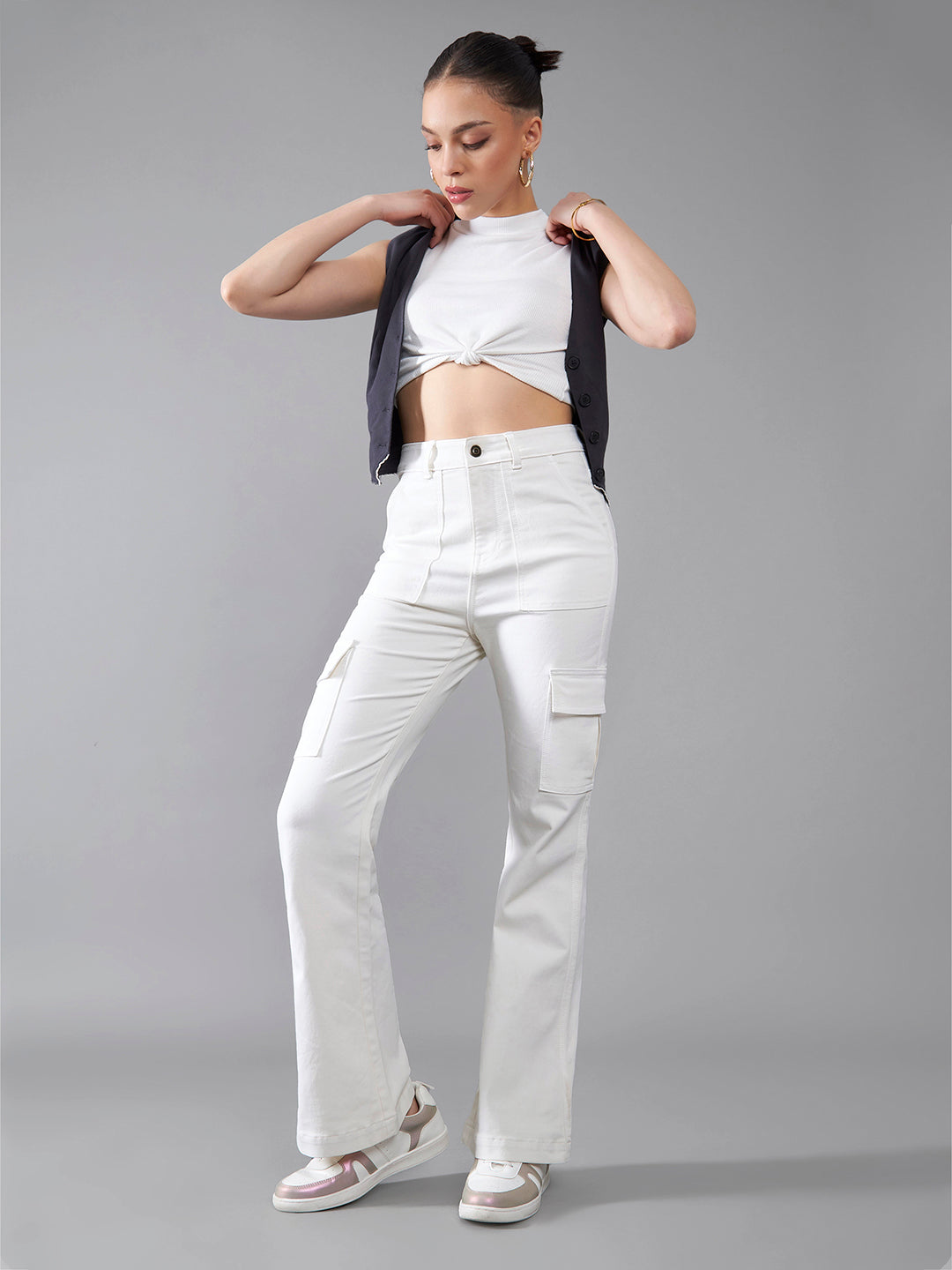 CHASEstretch™ White Wide-Leg High-Rise Denim Jeans