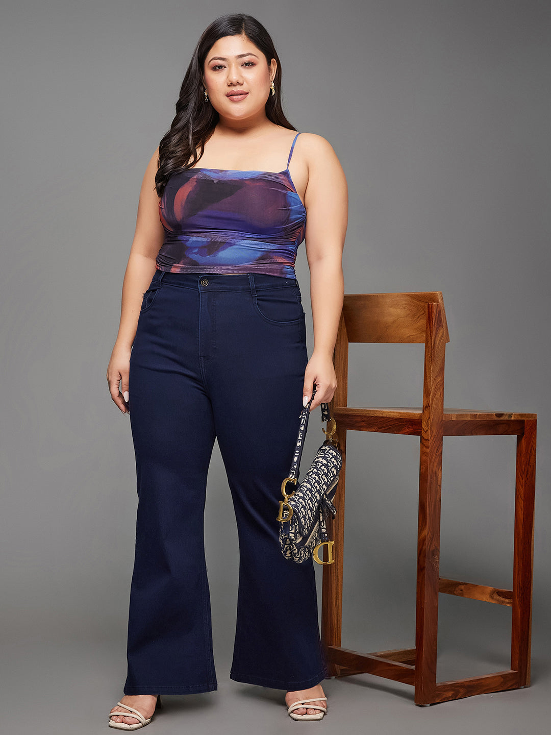 CHASEshape™ Navy-Blue Bootcut High-Rise Stretchable Denim Jeans