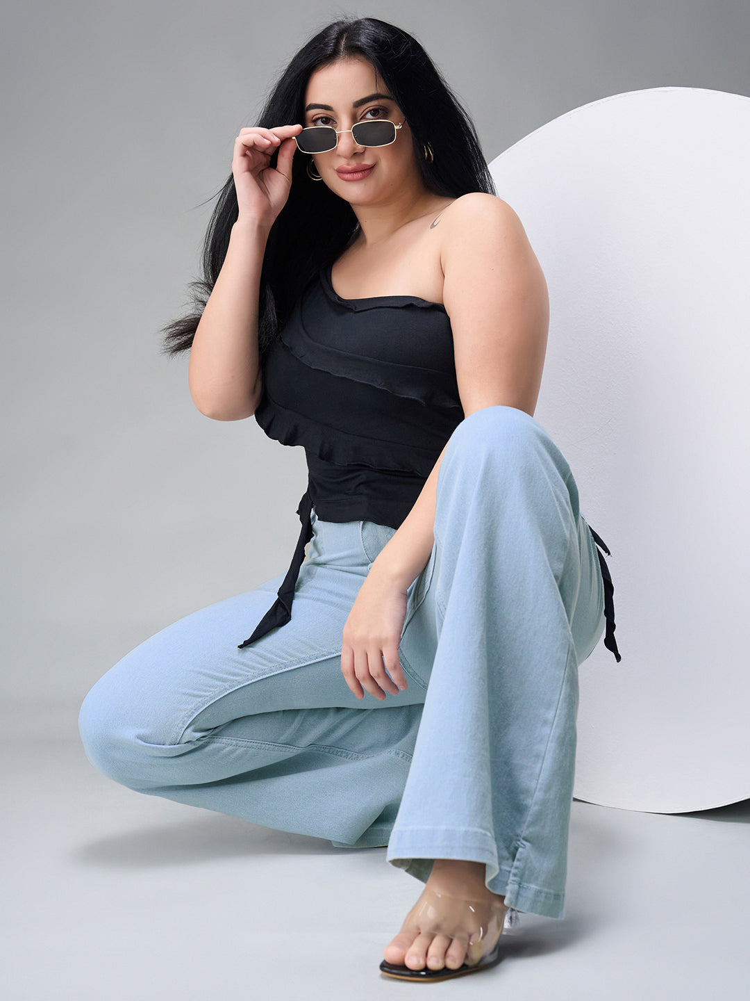 24/7 Comfort Light Blue Bootcut High-Rise Stretchable Denim Jeans