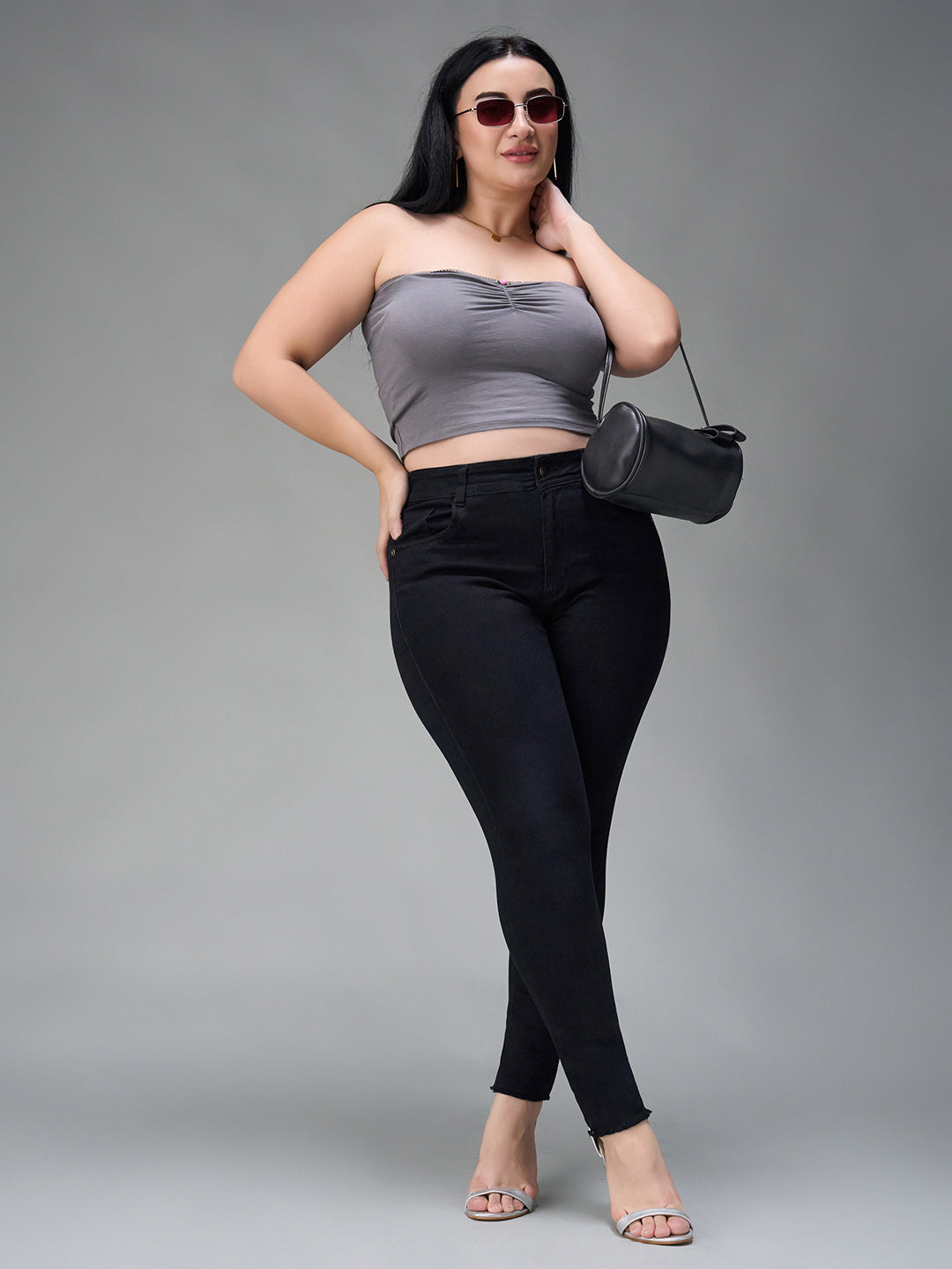 24/7 Comfort Black Slim-Fit High-Rise Denim Jeans