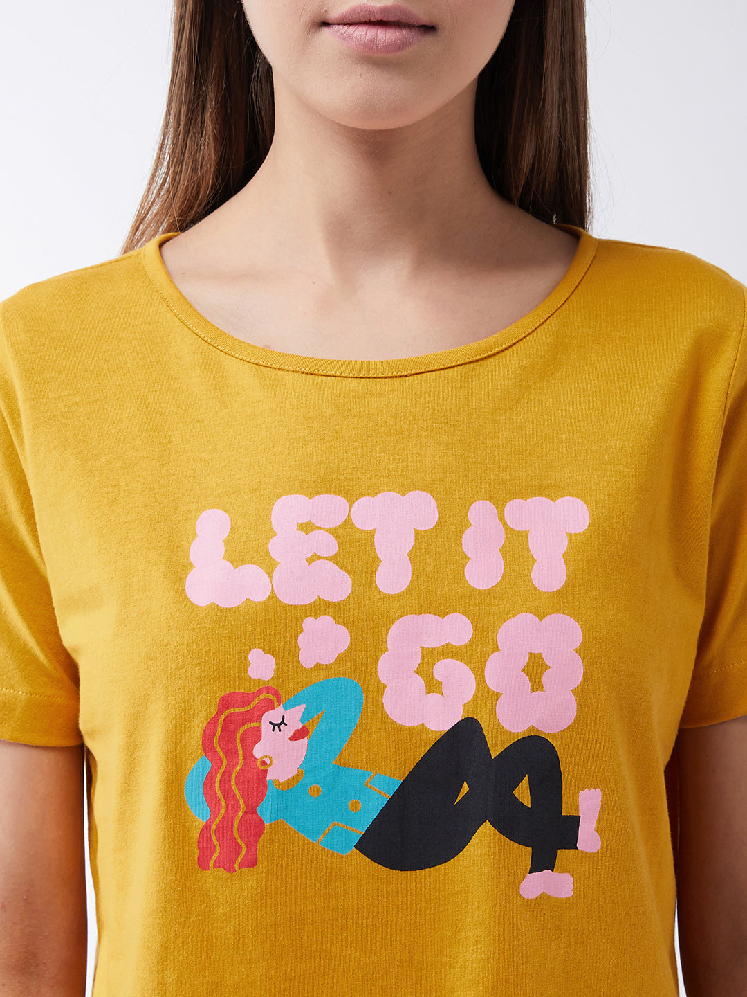 Women's Mustard Yellow and Charcoal Gray Round Neck Short Sleeves Regular length Top & Capri Set