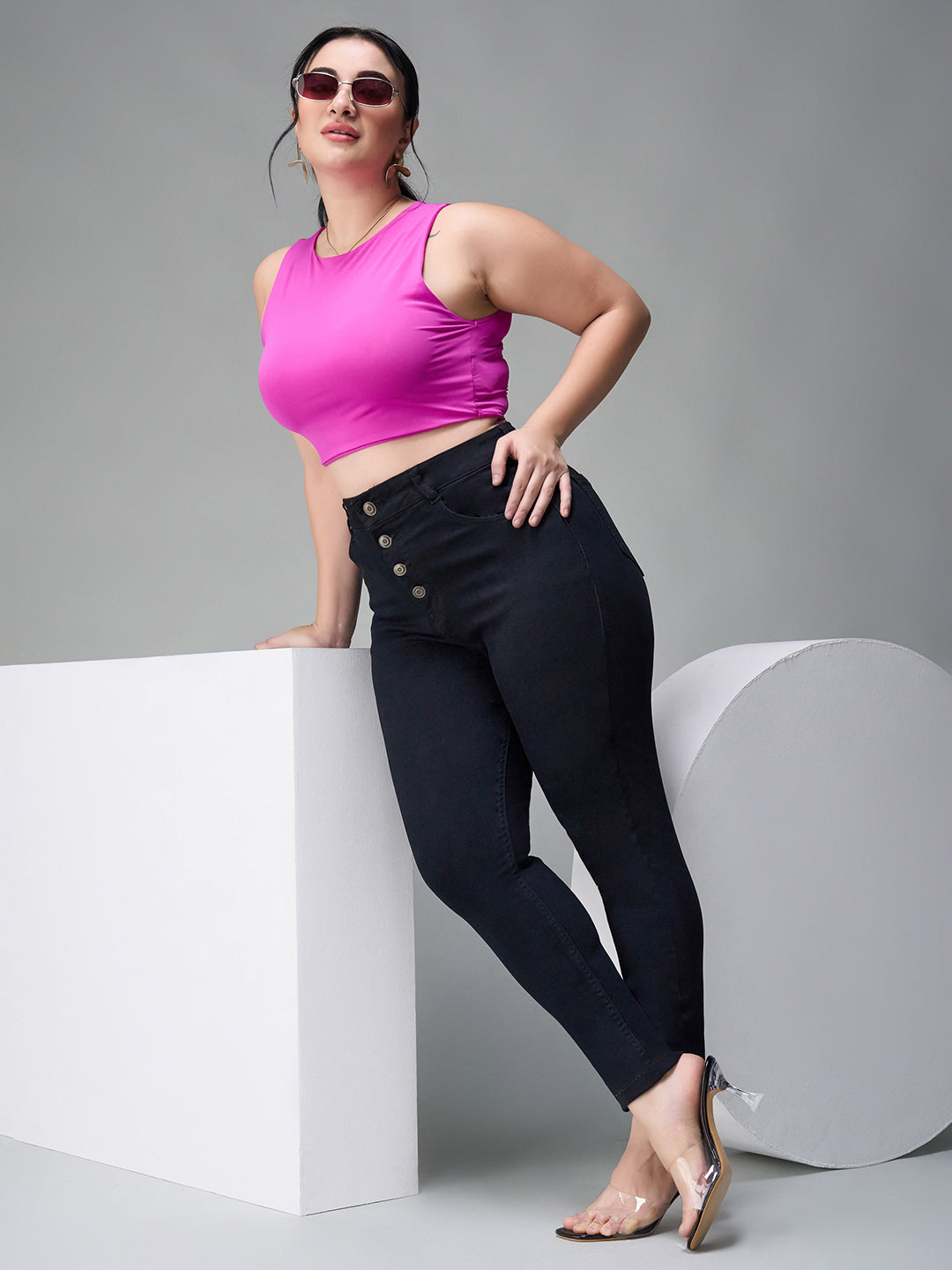 24/7 Comfort Black Skinny-Fit High-Rise Stretchable Denim Jeans