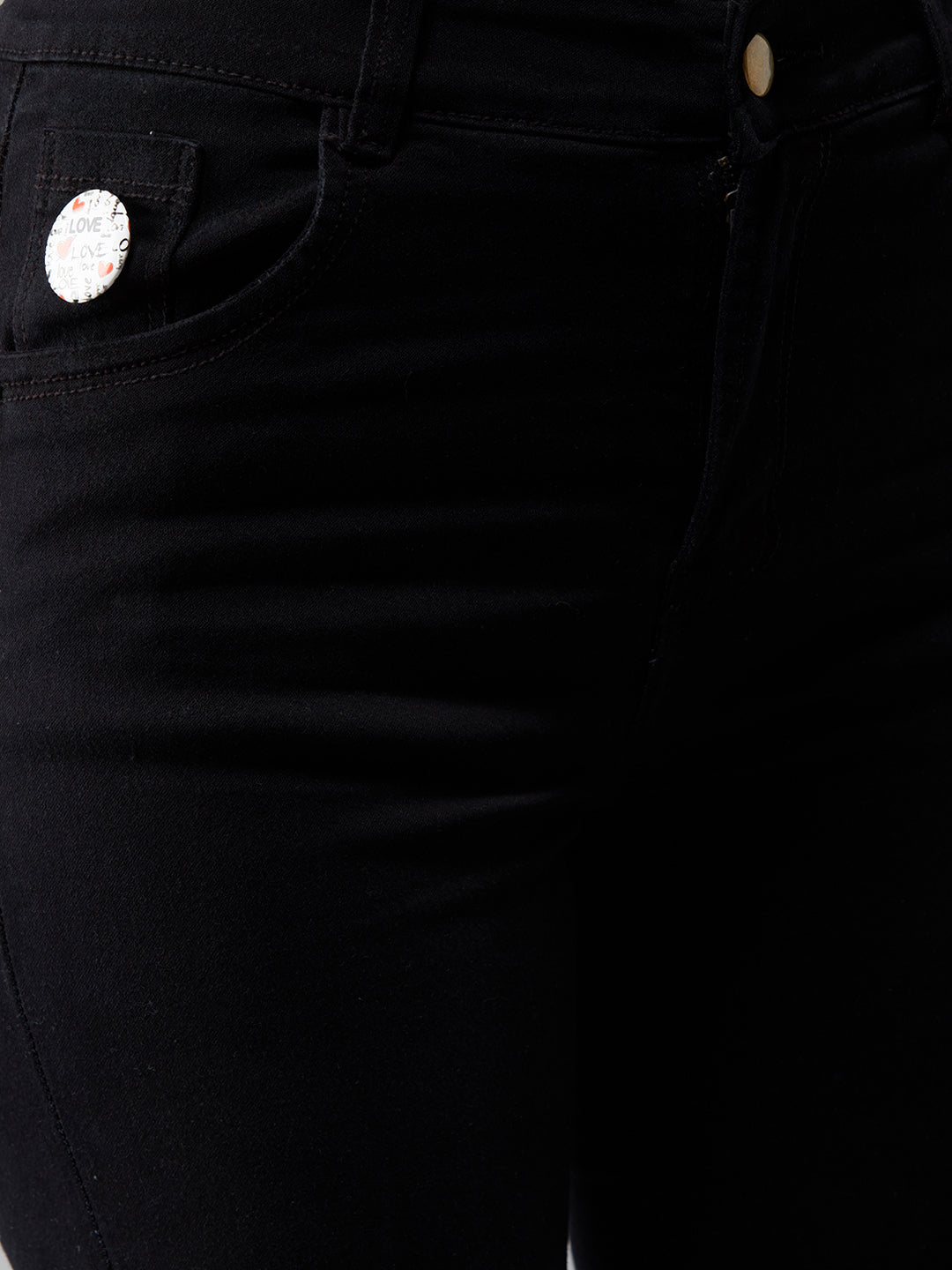 Women's Black Slim-Fit Embellished High-Rise Stretchable Denim Jeans