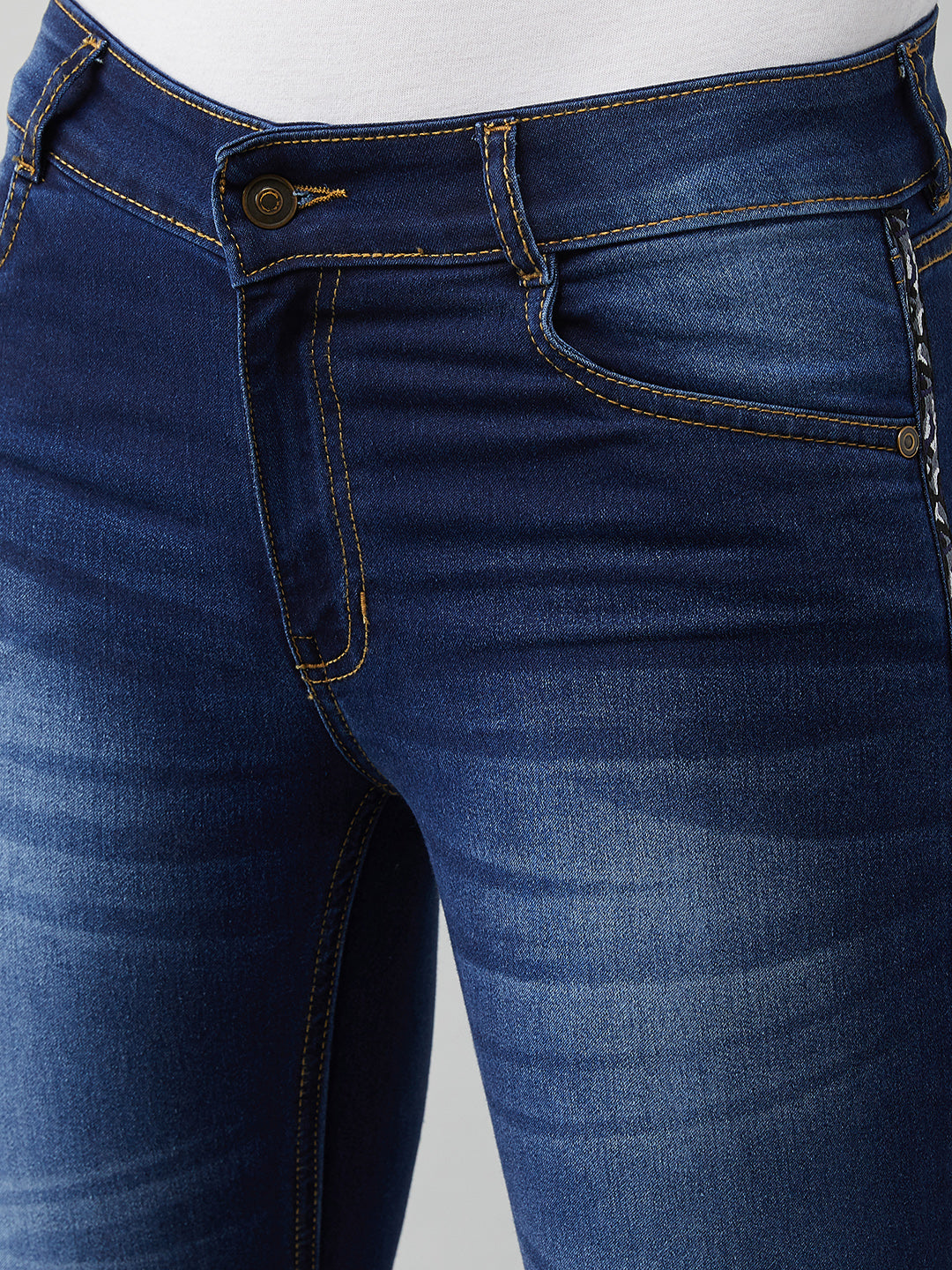 Women's Blue Cotton Bell-Bottom Bootcut Fit & Flared Mid-Rise Stretchable Denim Jeans