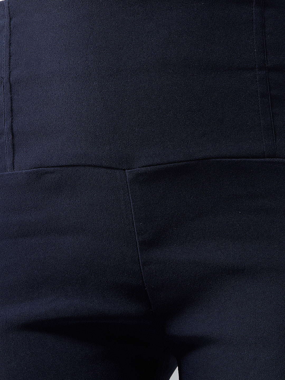 Women's Navy Blue Solid High-Waist Patch Pocket Regular Length Treggings