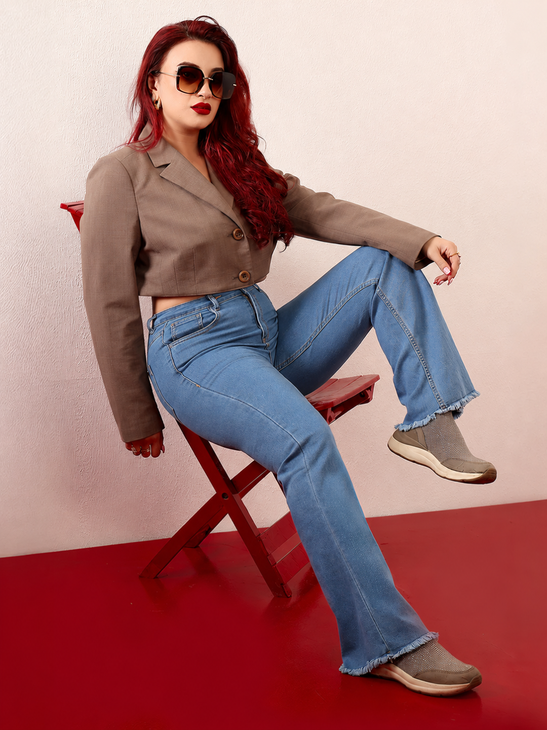 CHASEstretch™ Light-Blue Bootcut High-Rise Regular Stretchable Denim Jeans for Women