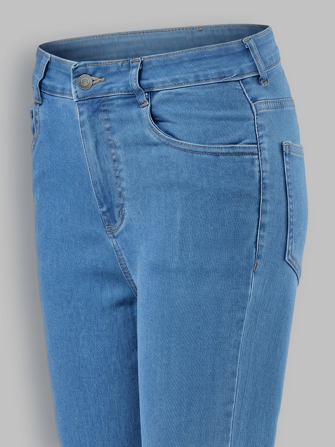 Blue Solid Skinny High Rise Cropped Fringe Detailing Solid Stretchable Denim Jeans for Women