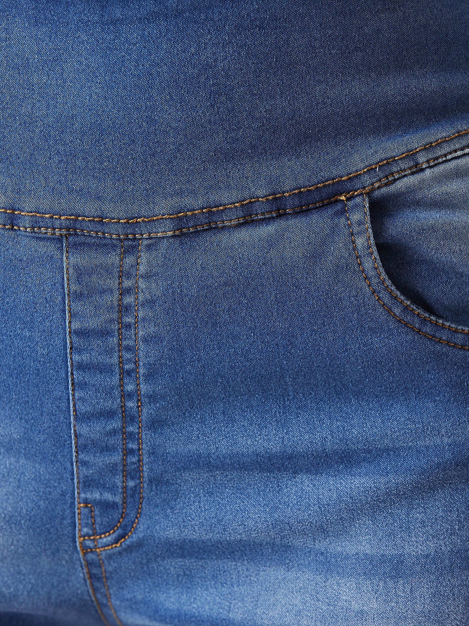 Women's Blue Super Skinny High-Rise Clean-Look Blast Effect Regular Length Stretchable Denim Jeggings