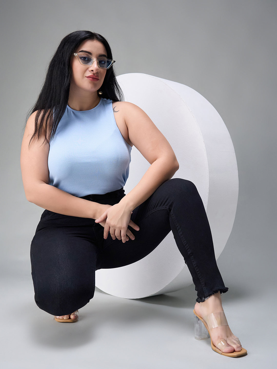 24/7 Comfort Black Skinny Fringed Detailing High-Rise Solid Cropped Stretchable Denim Jeans