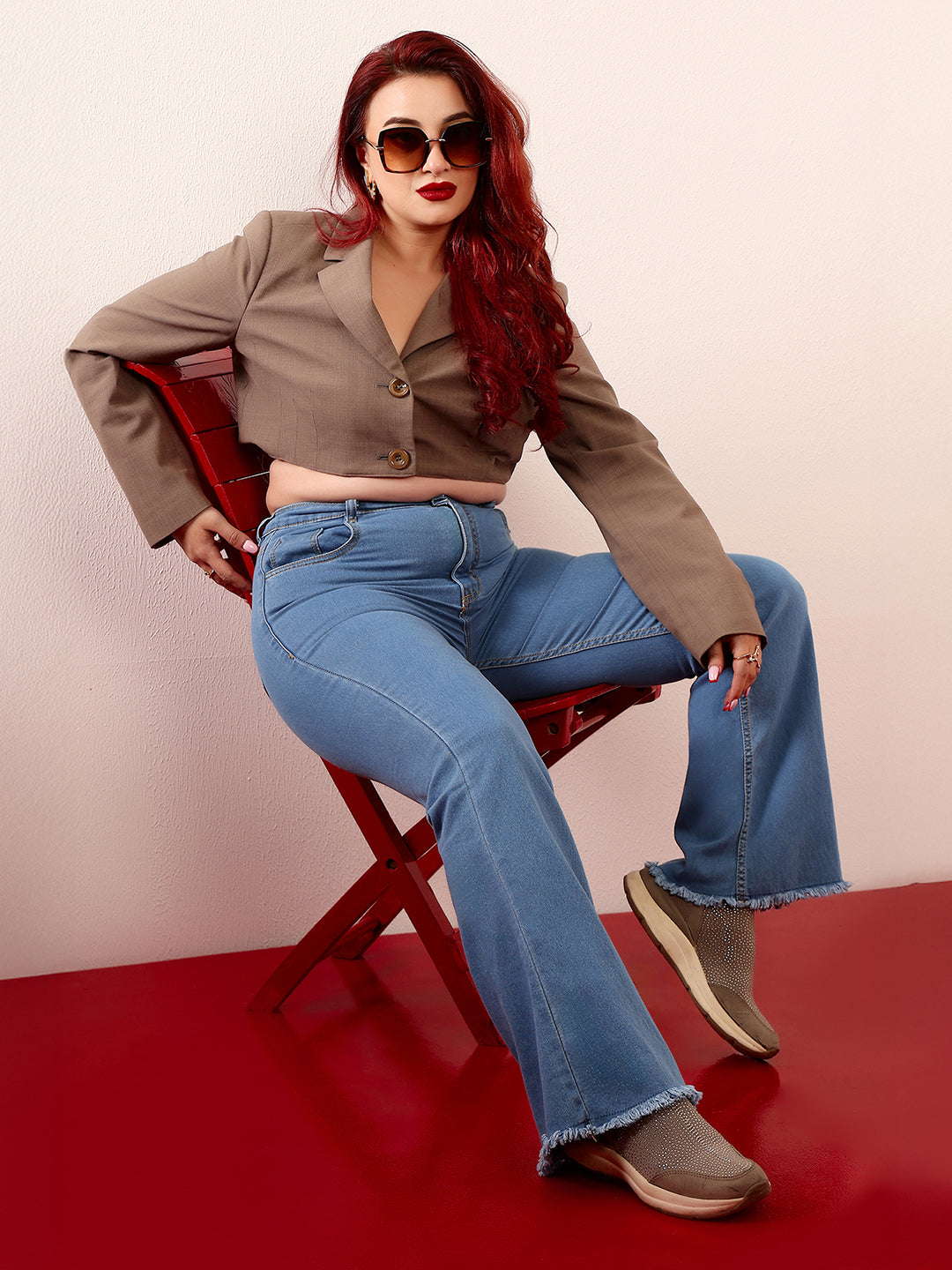 CHASEstretch™ Light-Blue Bootcut High-Rise Regular Stretchable Denim Jeans for Women