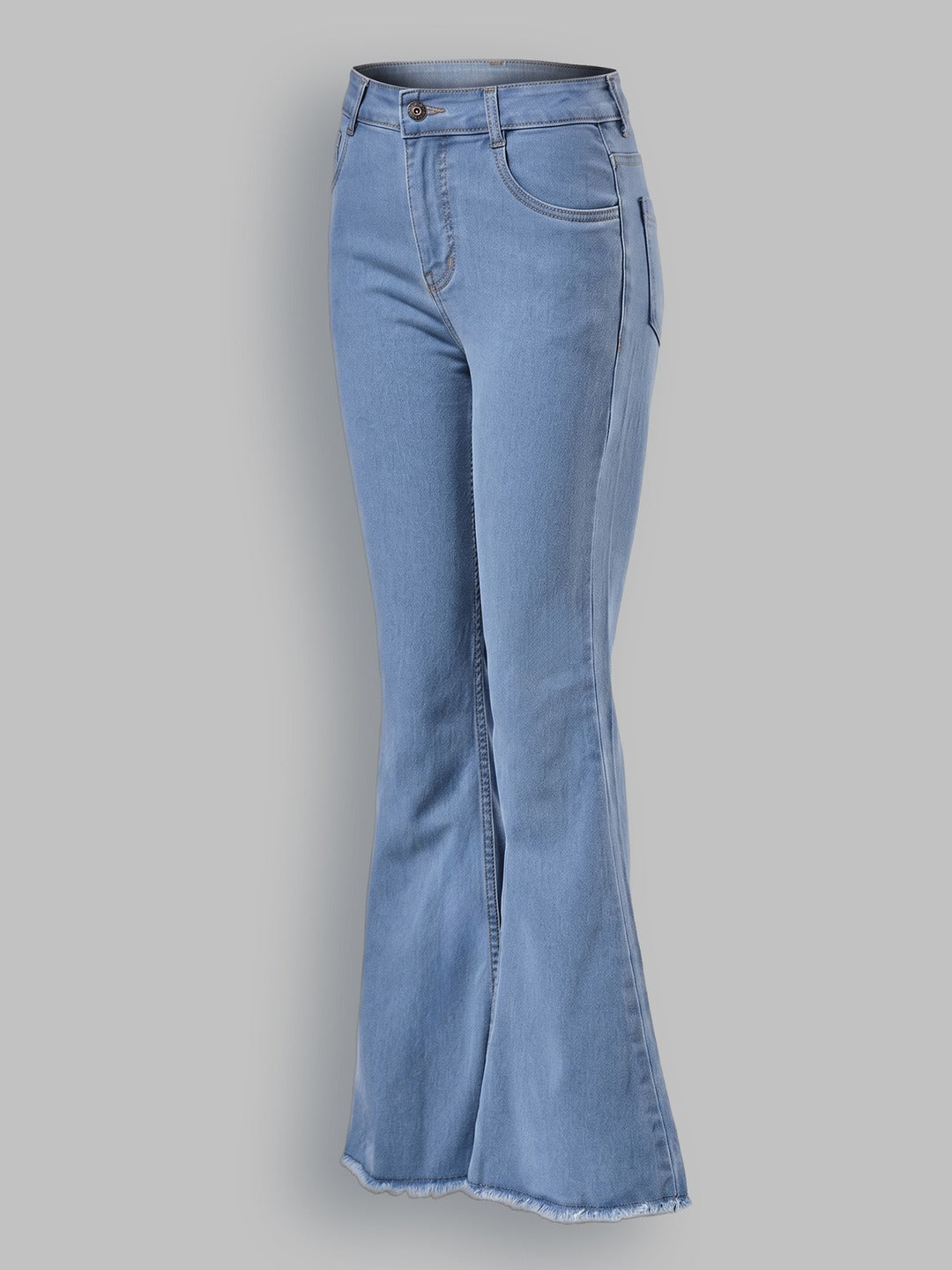 Light Blue Bootcut High rise Stretchable Denim Jeans for Women