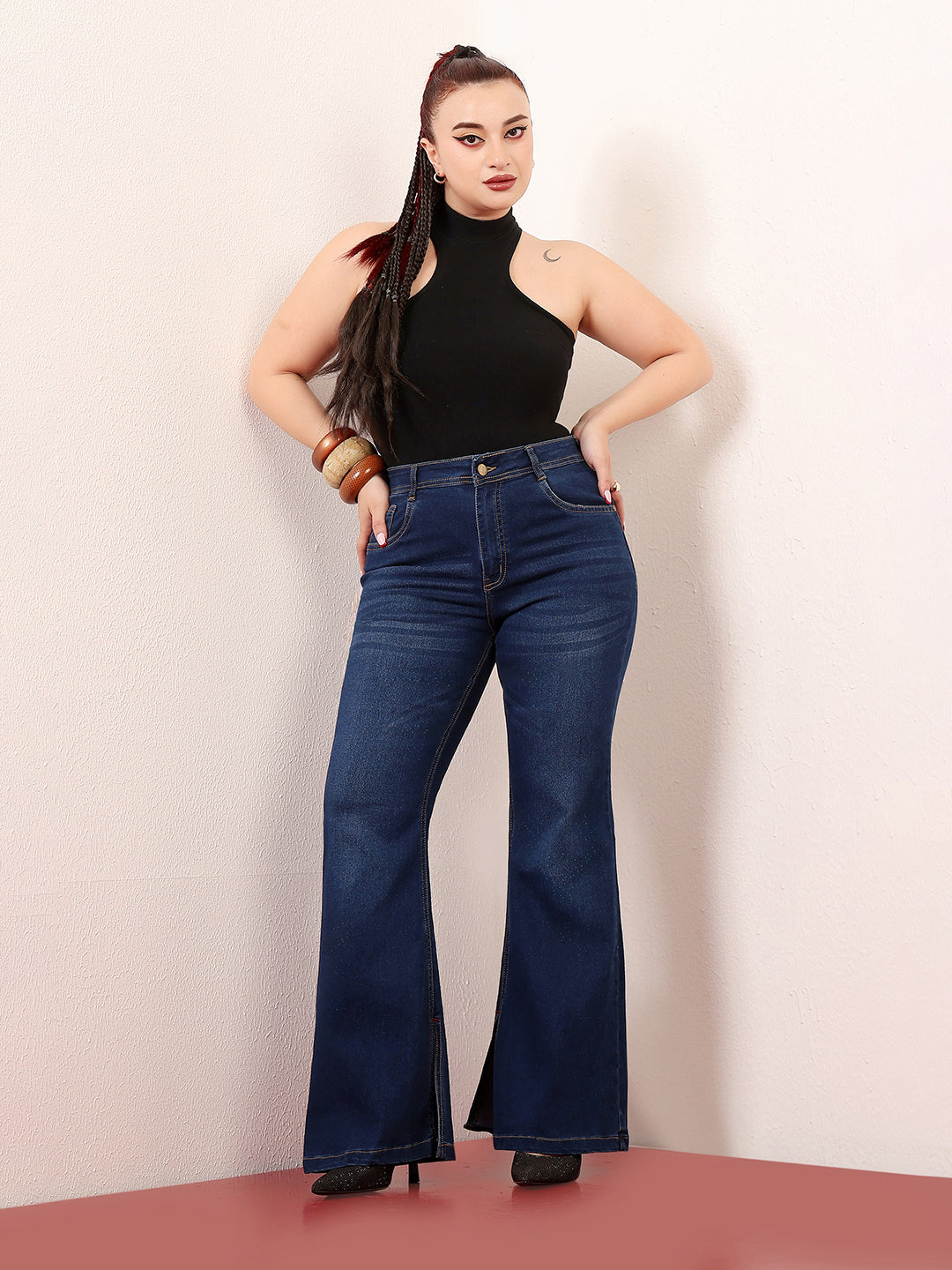 24/7 Comfort Women's Blue Bootcut Mid-Rise Length Denim Stretchable Jeans