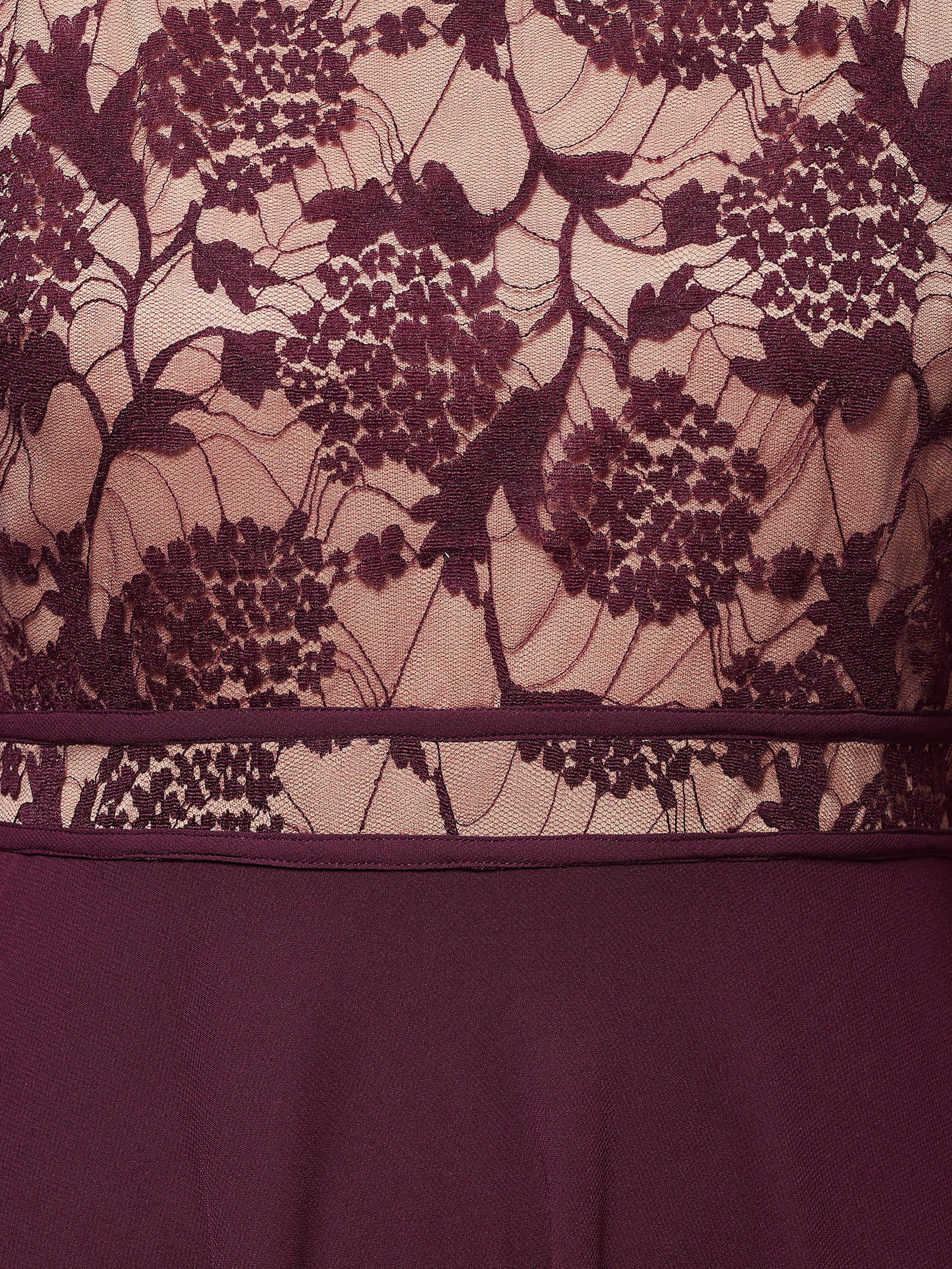 Wine Red Long Sleeves Lace Fit and Flare Maxi Dress Long Dress Frock