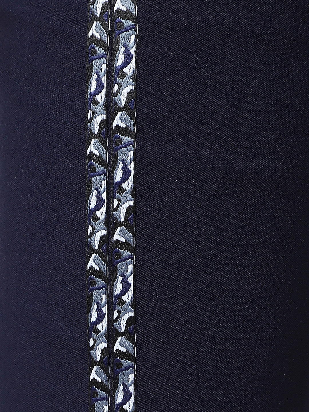 Women's Navy Blue Solid Skinny High Waist Multicolored Camo Twill Tape Detailing Regular Length Jeggings