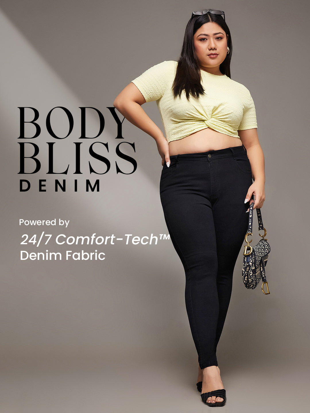 Body Bliss Black Skinny-Fit High-Rise Stretchable Denim Jeans for Women
