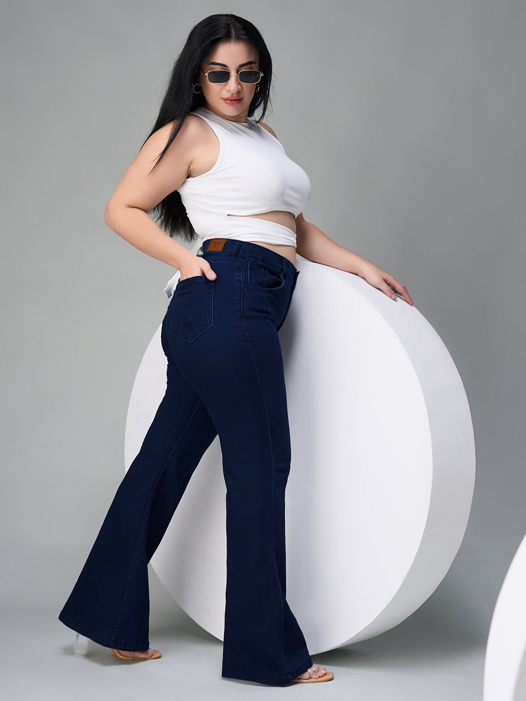 CHASEshape™ Navy-Blue Bootcut High-Rise Stretchable Denim Jeans