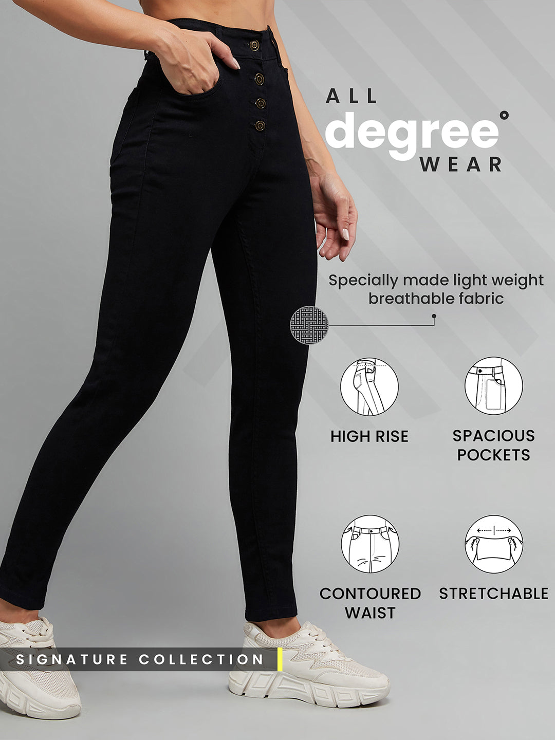 24/7 Comfort Black Skinny-Fit High-Rise Stretchable Denim Jeans
