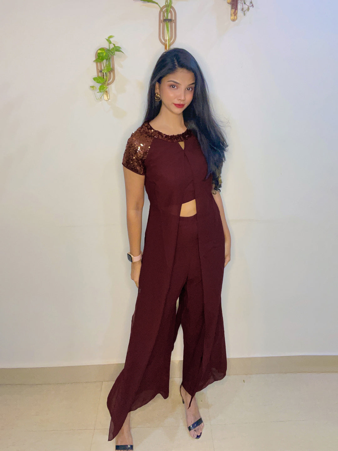 Women's Cocktail Wine Solid Round Neck Short Sleeves Bling Sequined Party Jumpsuit