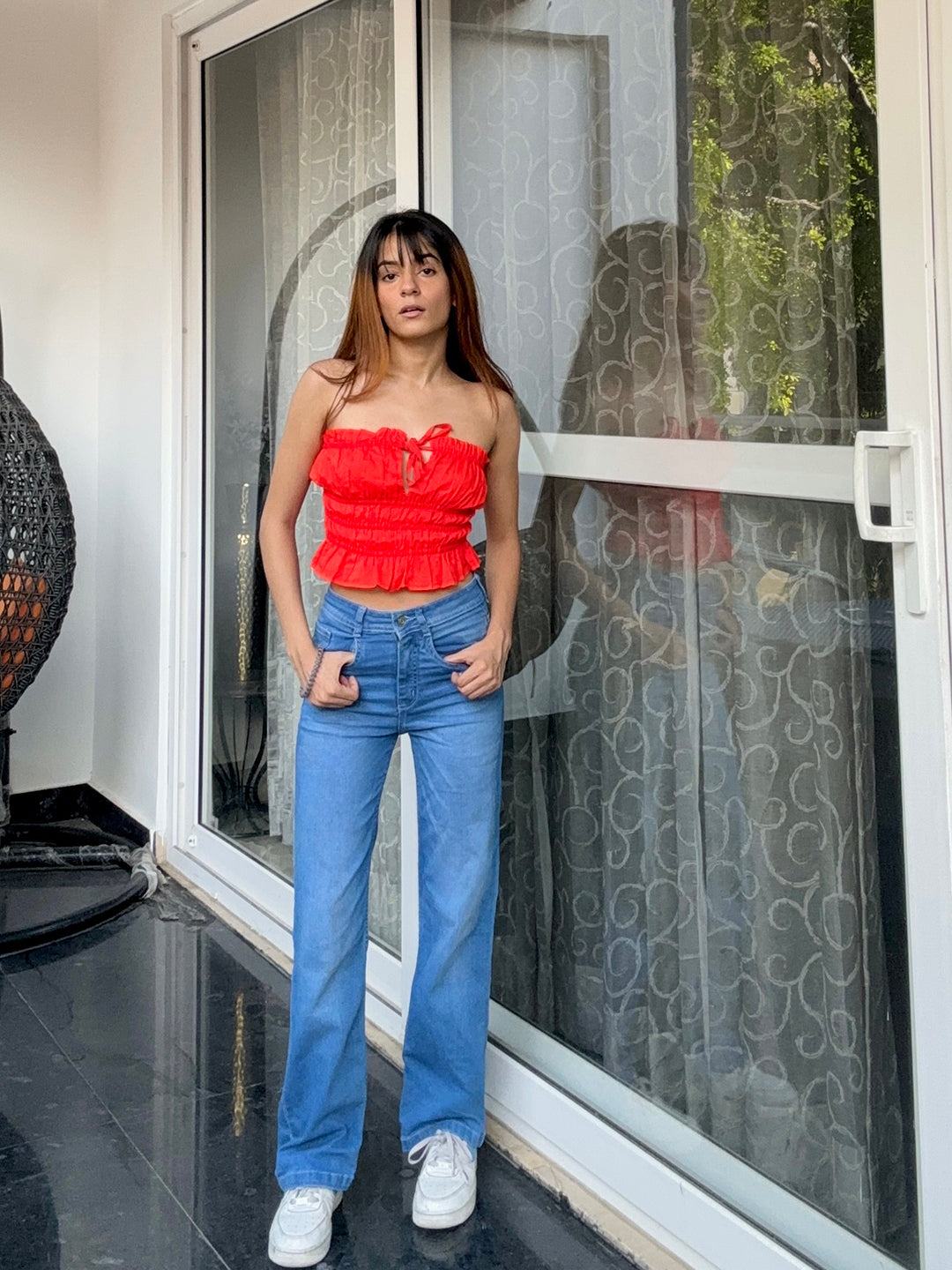 24/7 Comfort Mid-Rise Light Blue Wide-Leg Denim Jeans