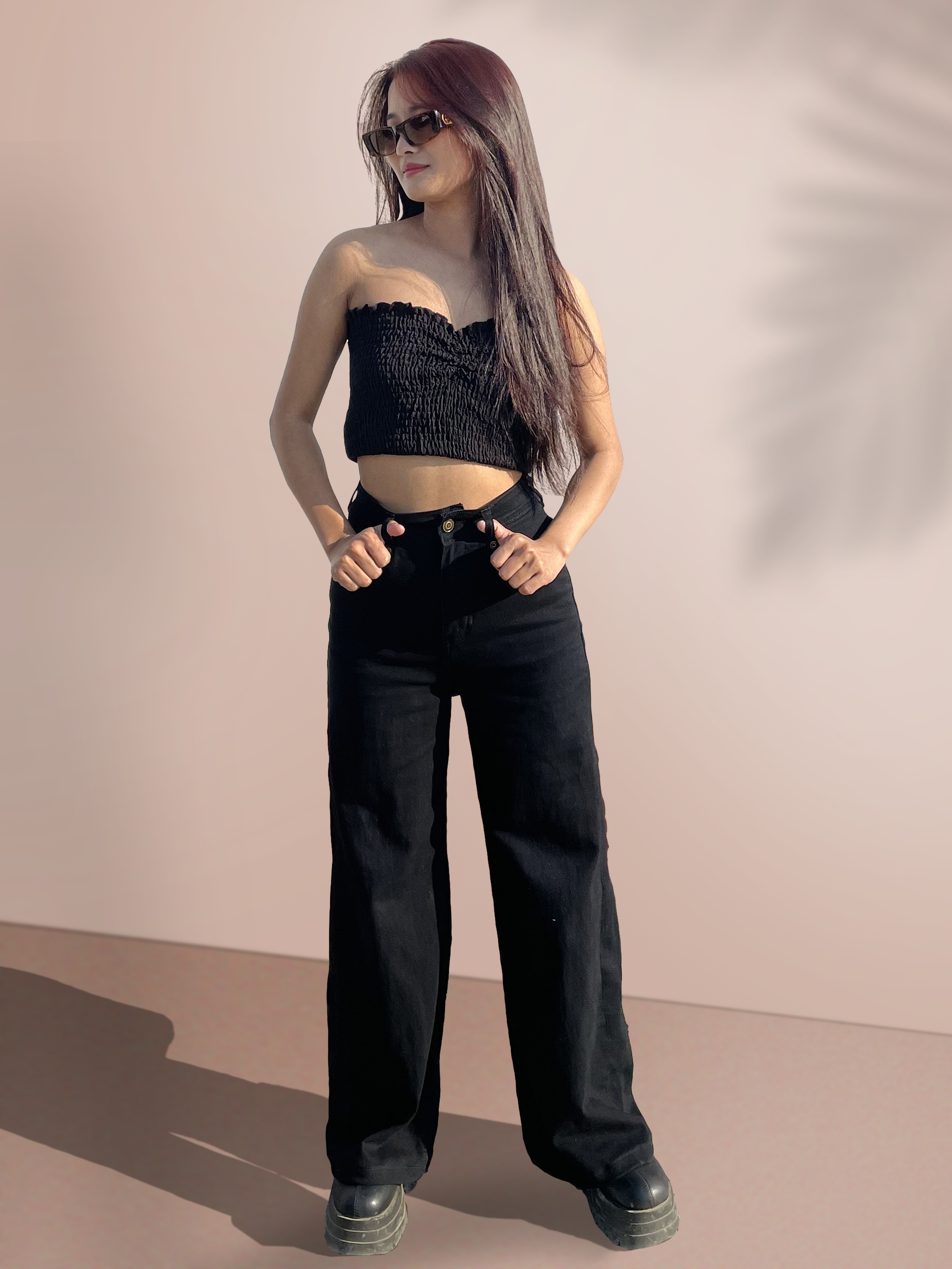 CHASEstretch™ Black High-Rise Wide-Leg Denim Jeans