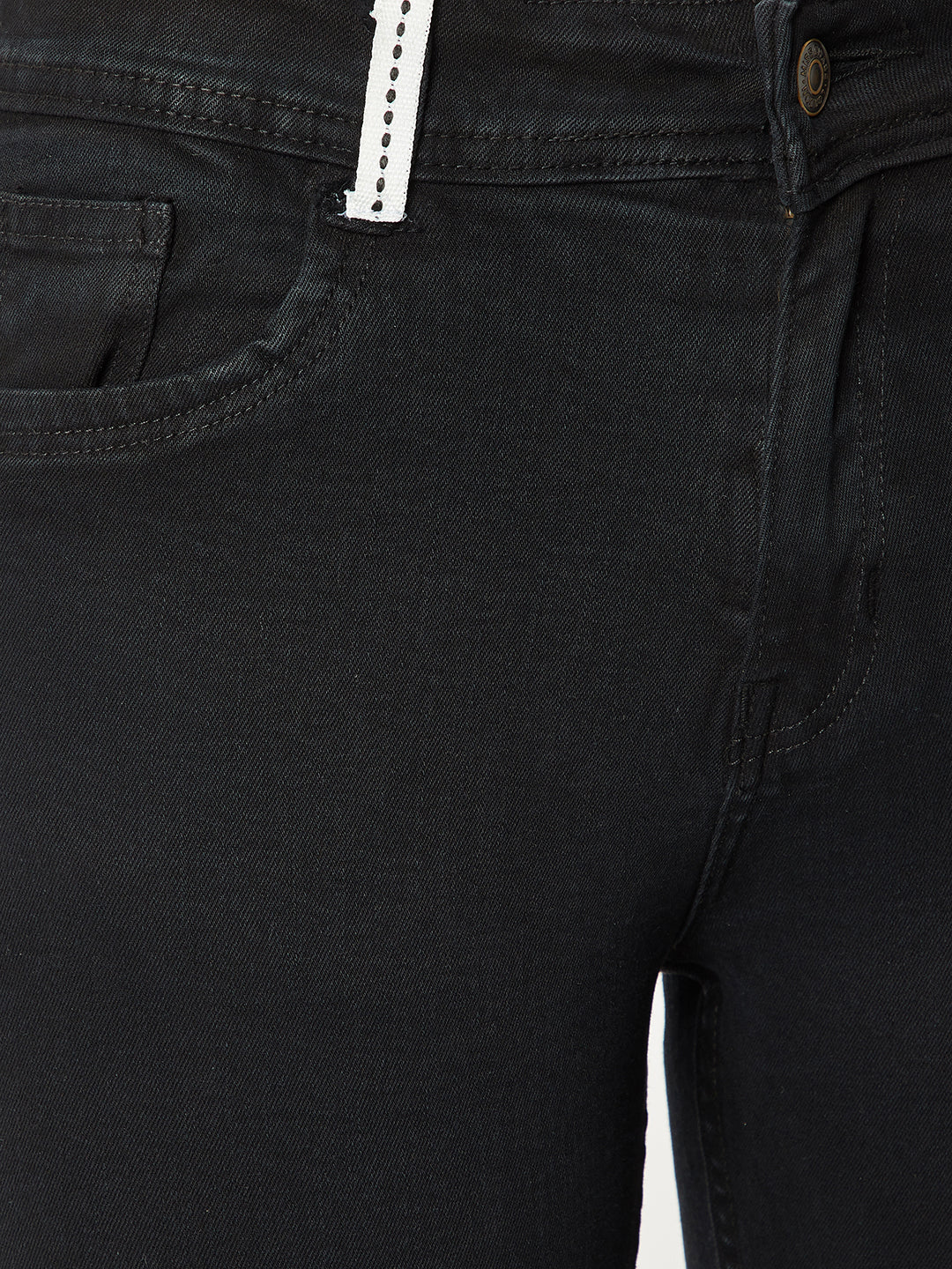 Women's Black Slim-Fit High-Rise Twill Tape Detailing Stretchable Denim Jeans