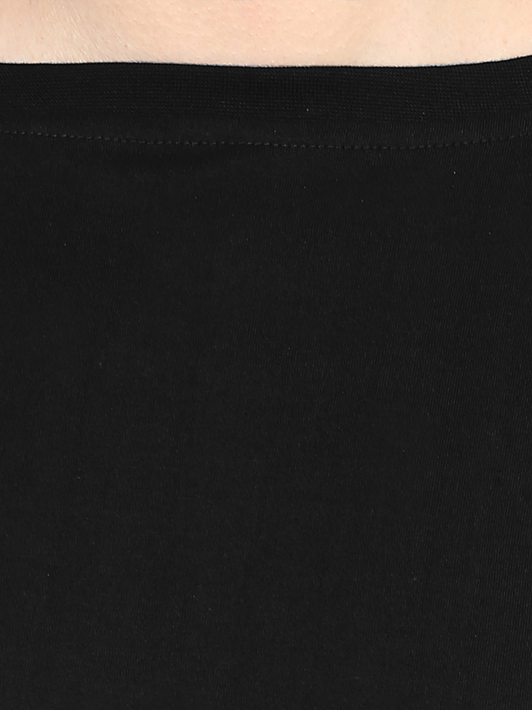 Women's Black Round Neck Full Sleeves Oversized Boxy Crop Top