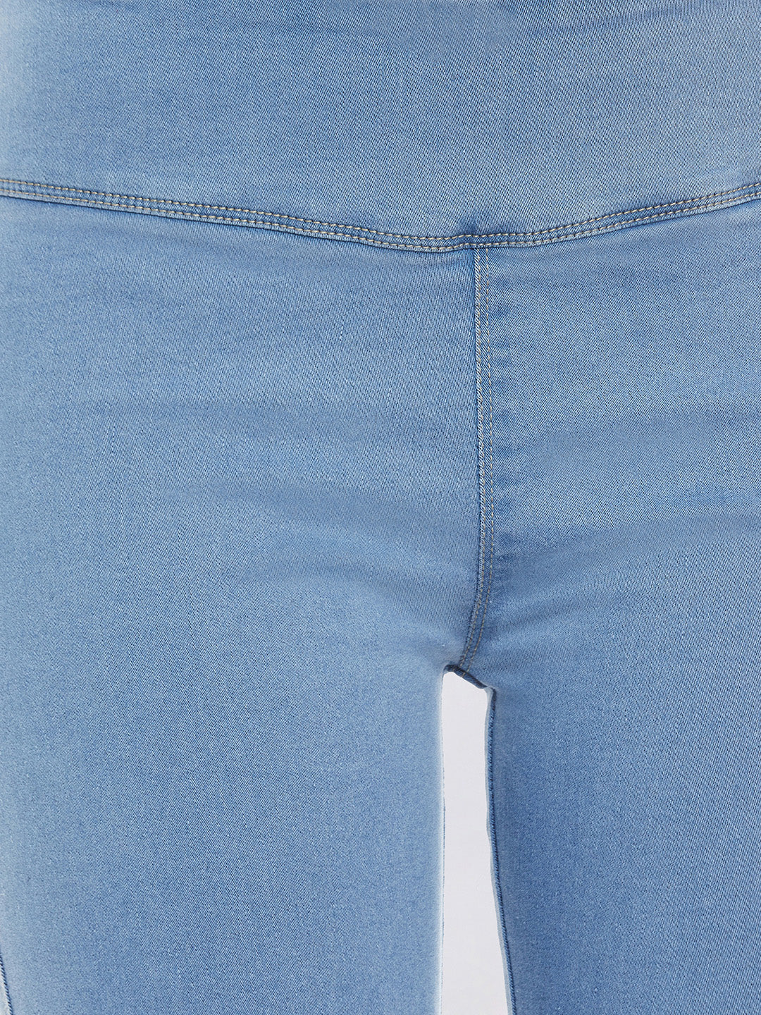 Light Blue Super Skinny Fit High Rise Acid Wash Regular Length Denim Stretchable Jeggings for Women