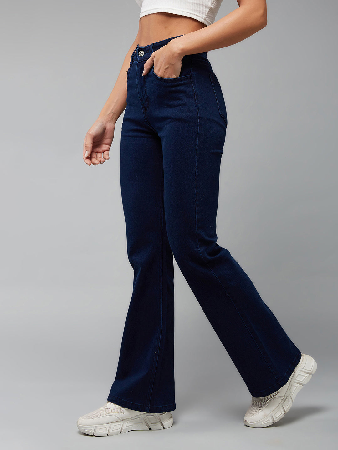 CHASEshape™ Navy-Blue Bootcut High-Rise Stretchable Denim Jeans
