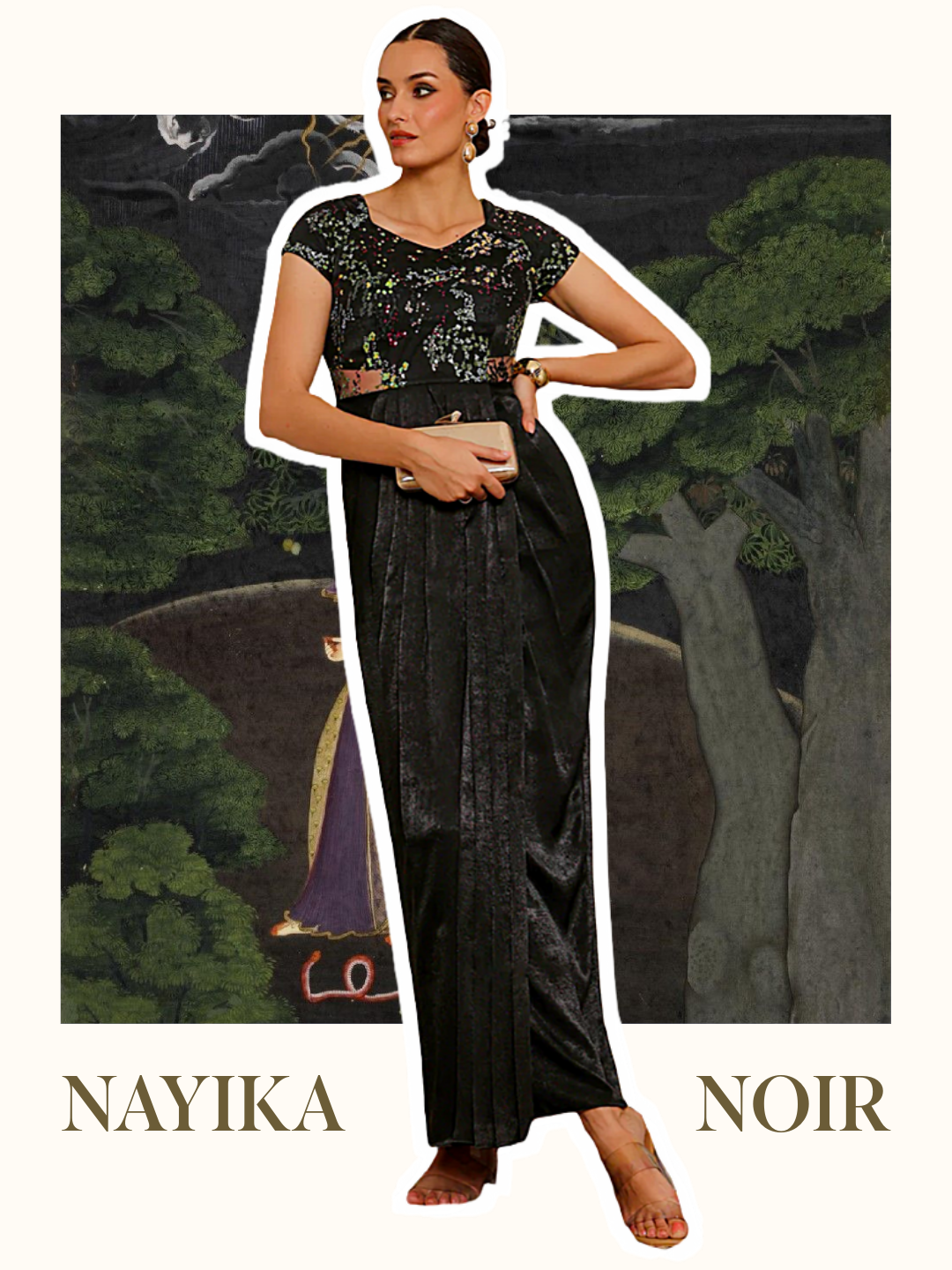 Nayika Noir Black Velvet Maxi Dress
