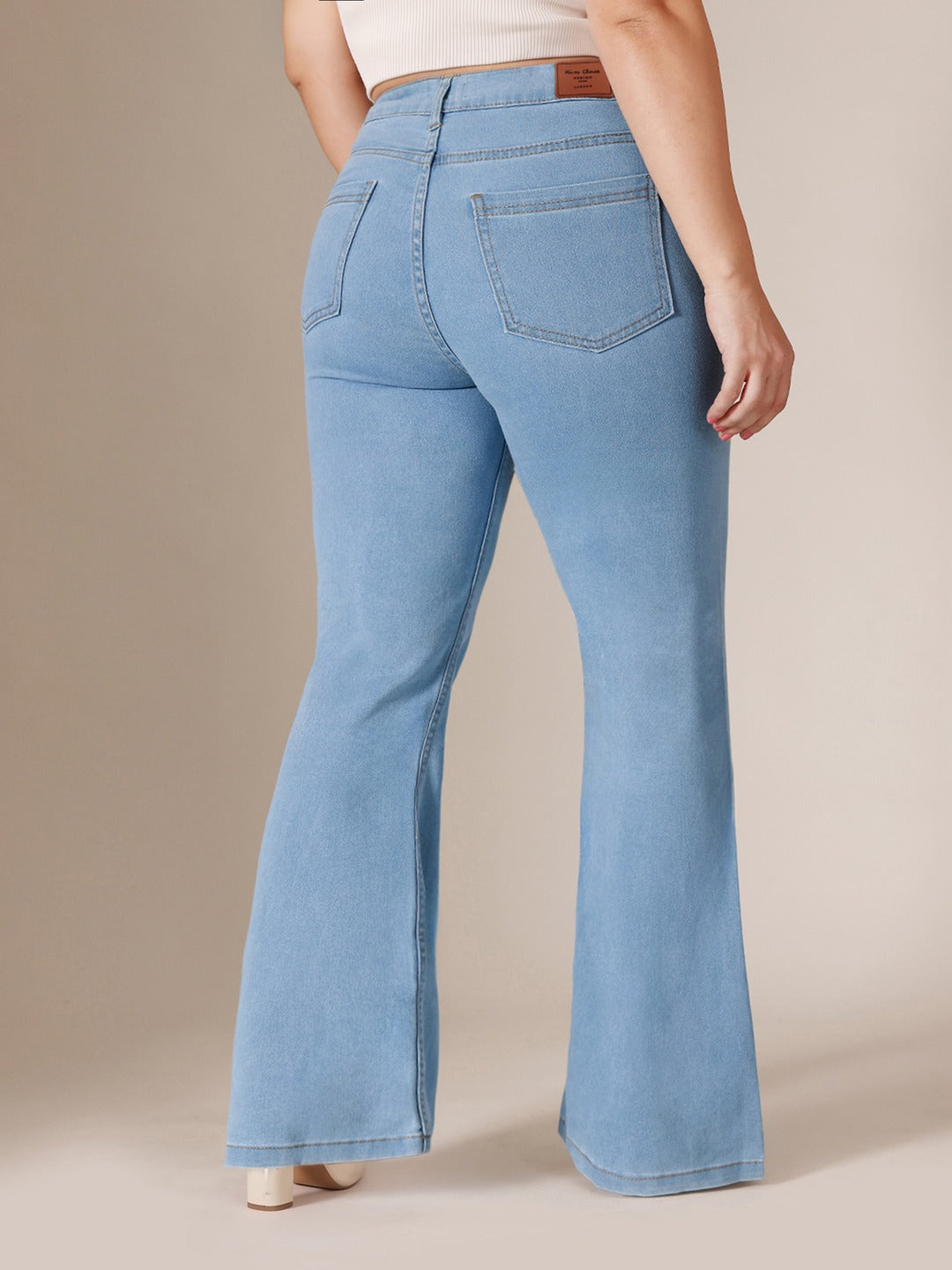 Light Blue Bootcut High rise Regular Stretchable Denim Jeans for Women
