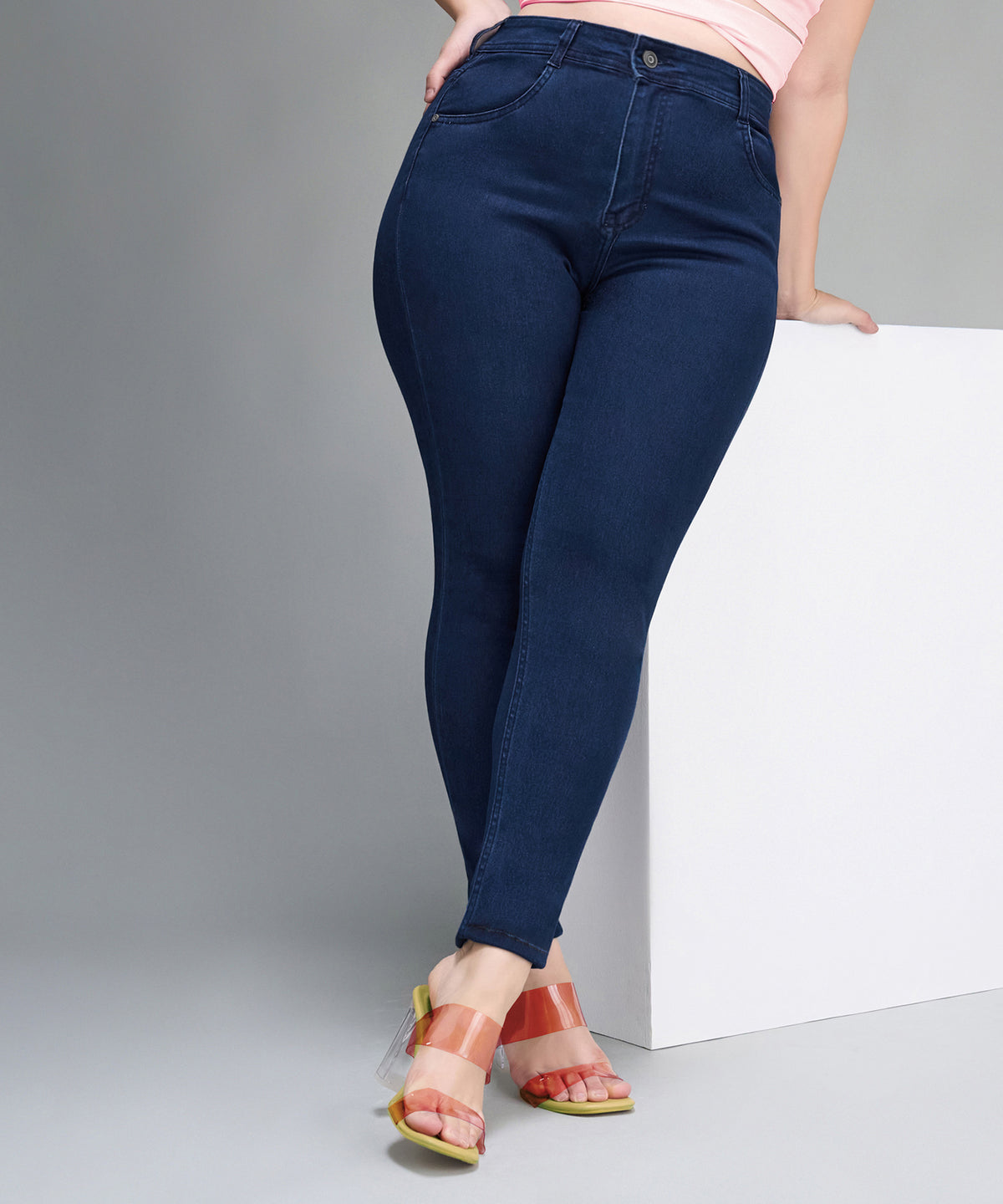 Navy Blue Skinny Fit High Rise Stretchable Denim Jeans for Women