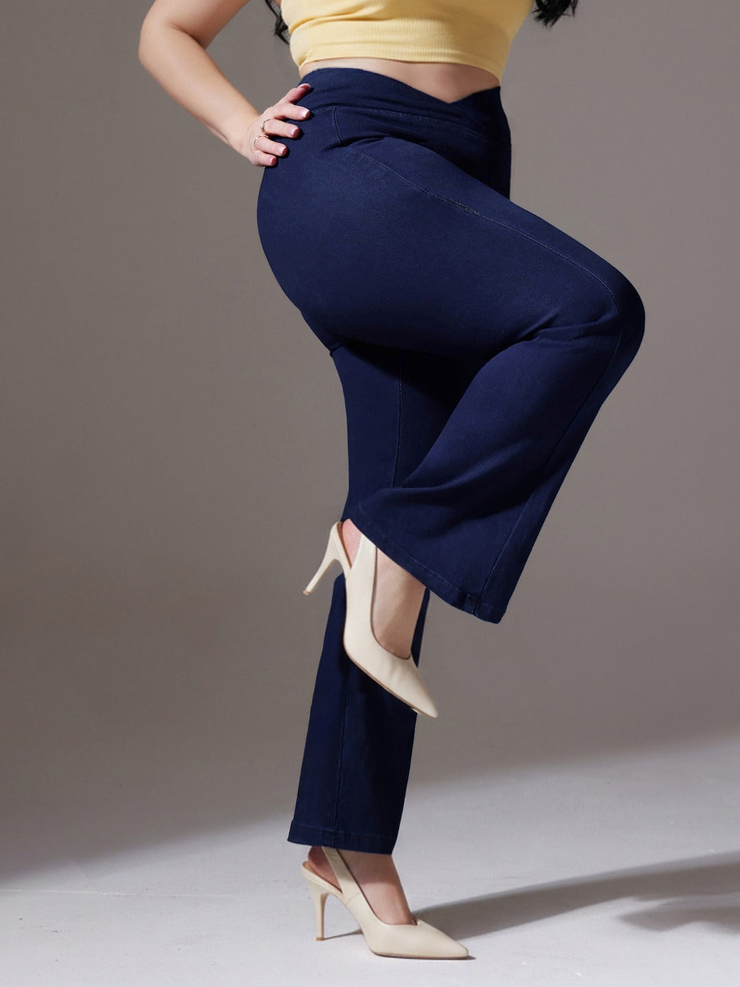 CHASEshape™ Navy Blue High Rise Stretchable Denim Pull Up Bootcut Jeans for Women