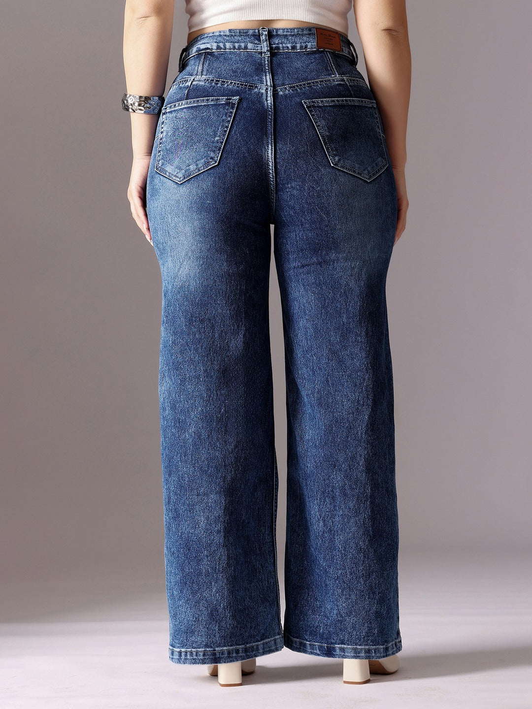 CHASEshape™ Blue High Rise Stretchable Denim Wide-Leg Jeans for Women