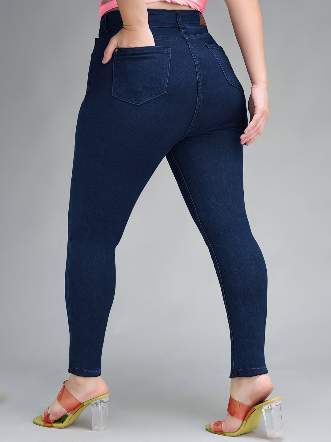 Navy Blue Skinny Fit High Rise Stretchable Denim Jeans for Women