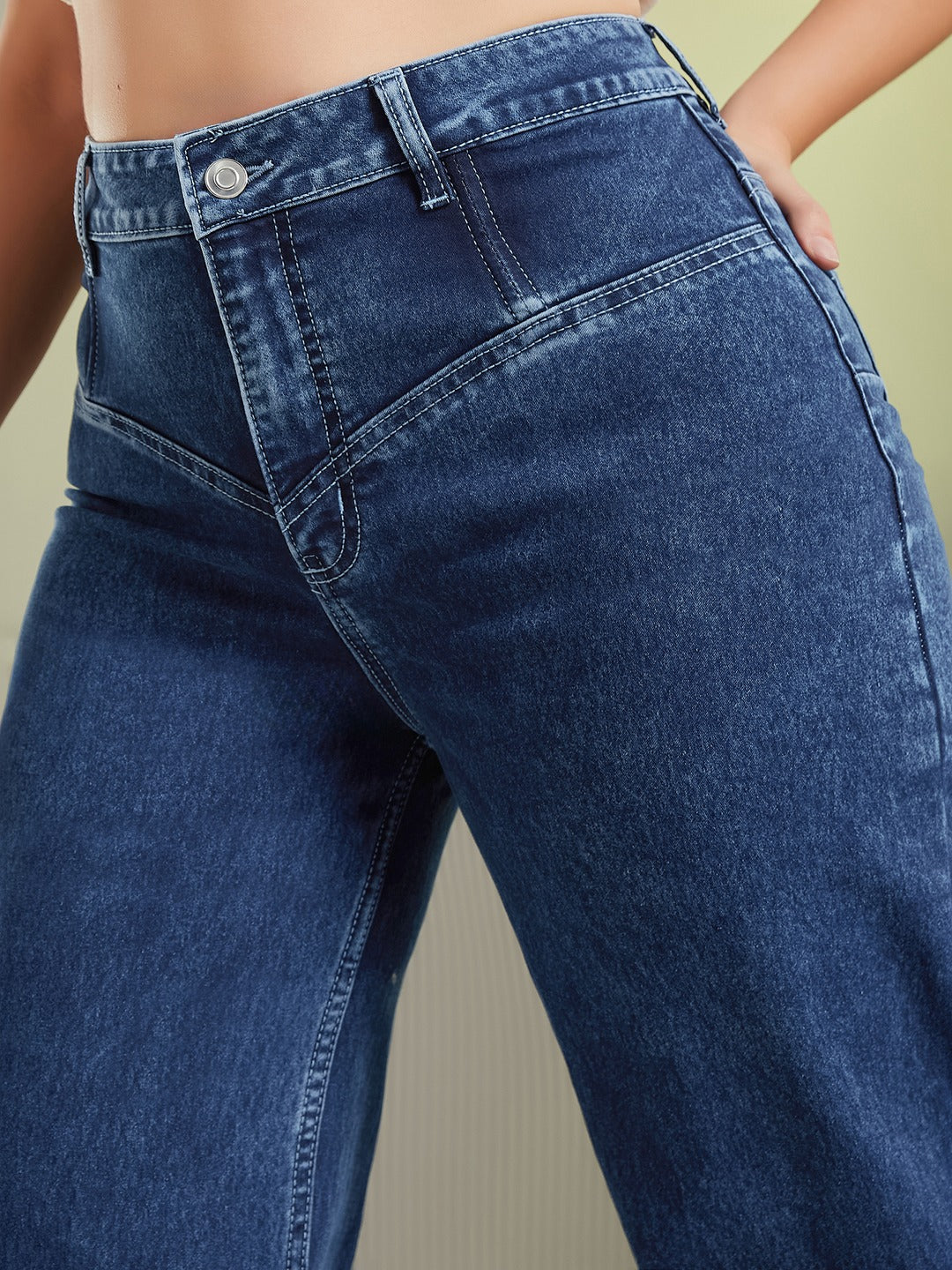 Black High Rise Stretchable Wide Leg Denim Jeans for Women