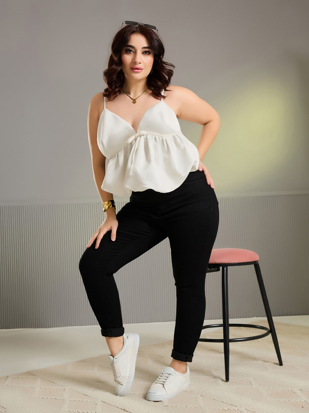 Black Straight High Rise Stretchable Denim Jeans for Women