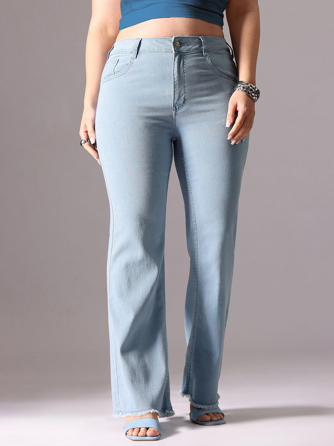 Black Straight High Rise Stretchable Denim Jeans for Women