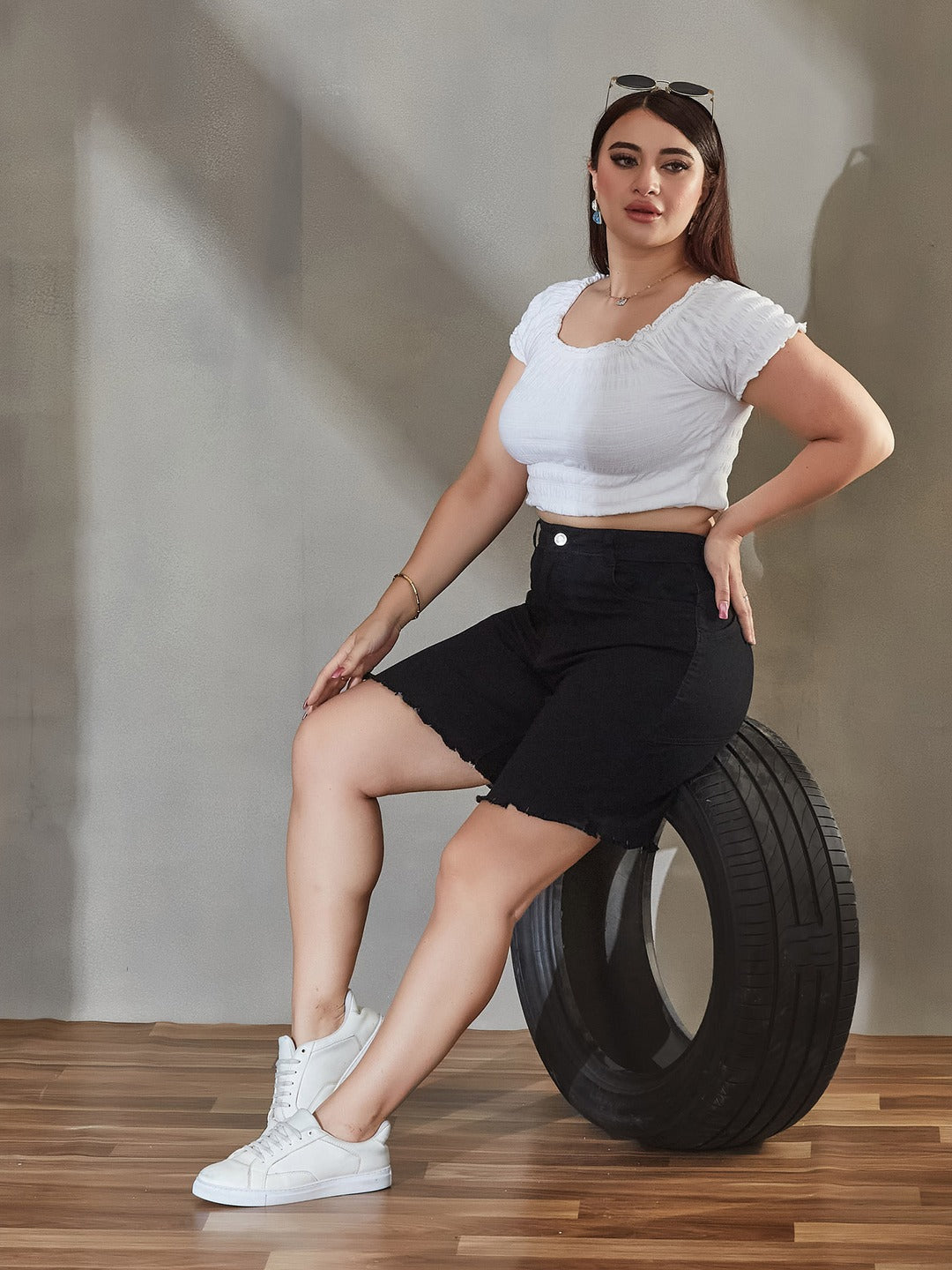 CHASEshape™ Light Blue Wide-Leg High Rise Stretchable Denim Jeans for Women