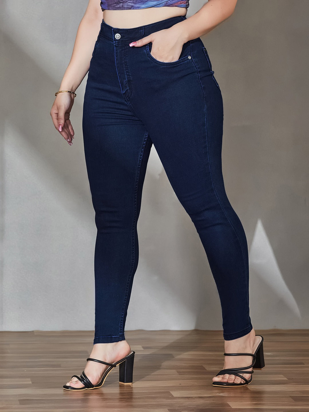 Black Bootcut High rise Regular Stretchable Denim Jeans for Women