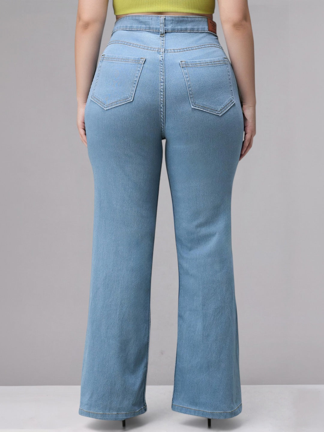 Light Blue Bootcut High-Rise Regular Stretchable Denim Jeans for Women