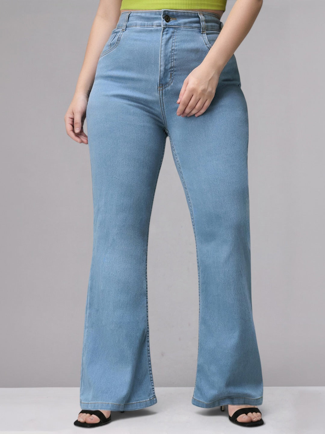 Light Blue Bootcut High-Rise Regular Stretchable Denim Jeans for Women