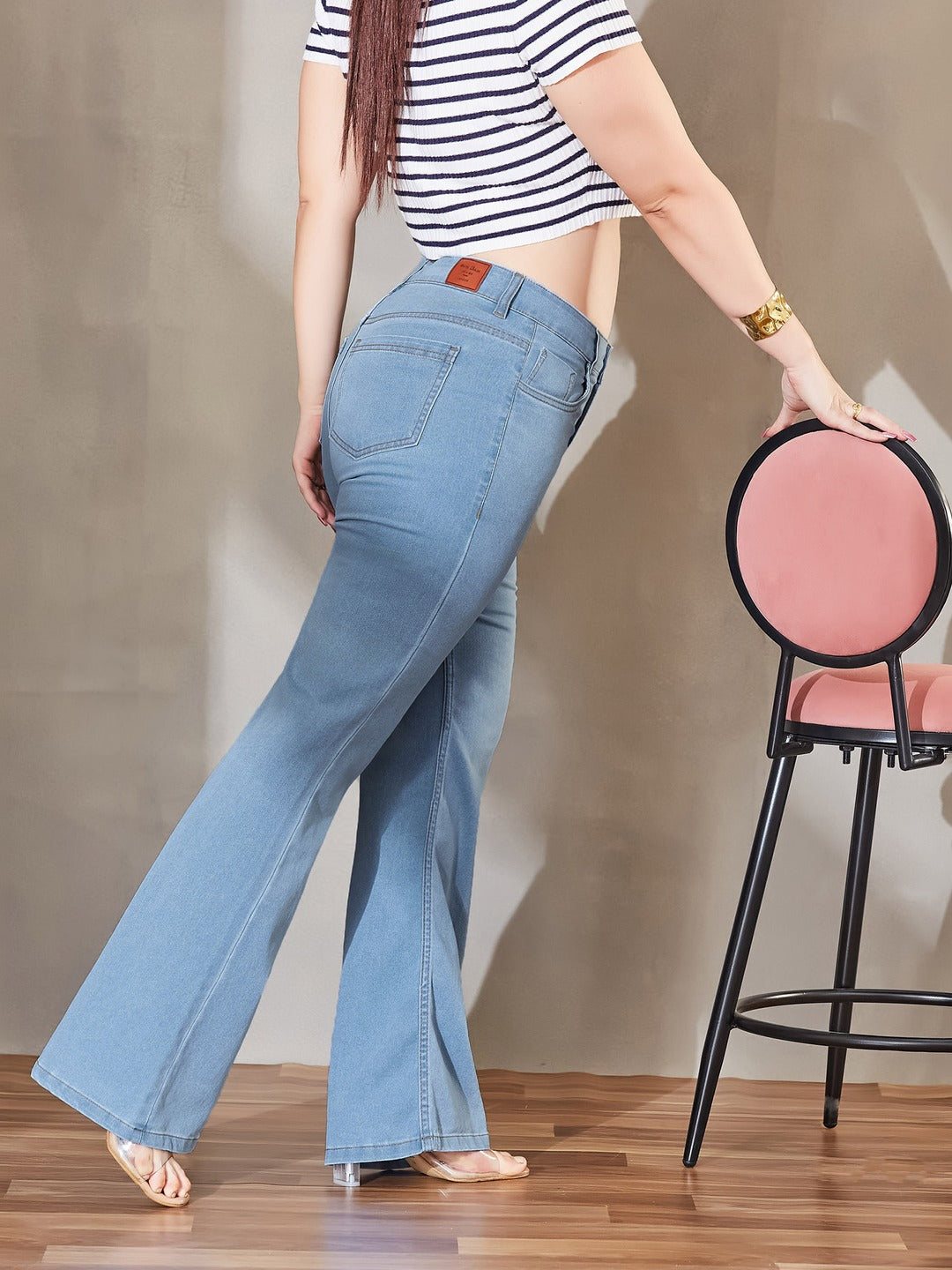 White Bootcut High Rise Stretchable Denim Jeans for Women