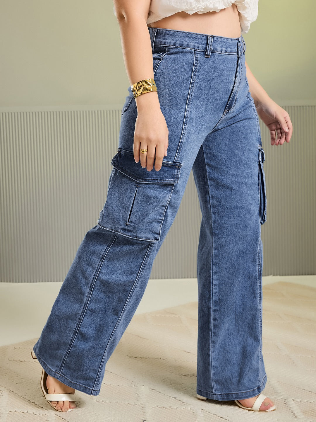Light Blue Slim Fit High Rise Light Wash Denim Stretchable Jeans for Women